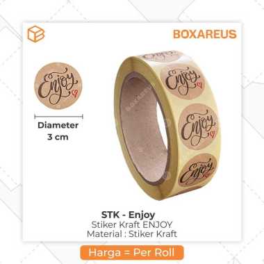 Stiker Kraft Enjoy | Sticker Label Seal Dekor STK-ENJOY Cokelat