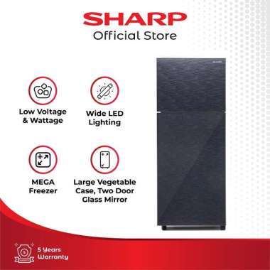 SHARP SJ-326XG MR/MS Kulkas 2 Pintu Shine Glass Door [256 L/237 L] Red