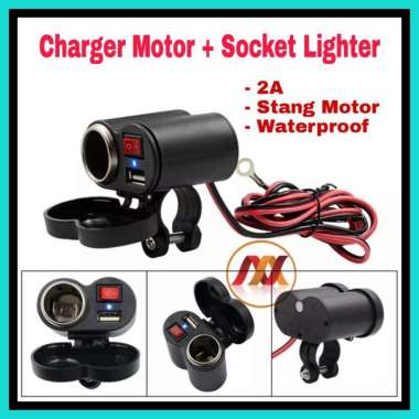 Charger Motor With Lighter Waterprooft - Charger Stang Motor Anti Air 3016