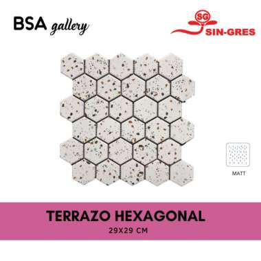 KERAMIK MOSAIC HEXAGON MATTE PUTIH / MOZAIK DINDING LANTAI DAPUR