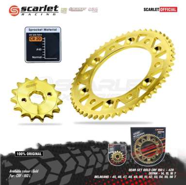 Scarlet Racing - Gear Gir 428 HE Set CRF 150 L plus Rantai Sprocket Chain 150L 55 T 15 T