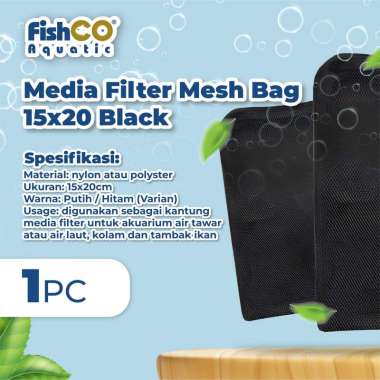 Mesh Bag Kantong Tas Media Filter Aquarium &amp; Kolam Ikan 15x20cm BLACK