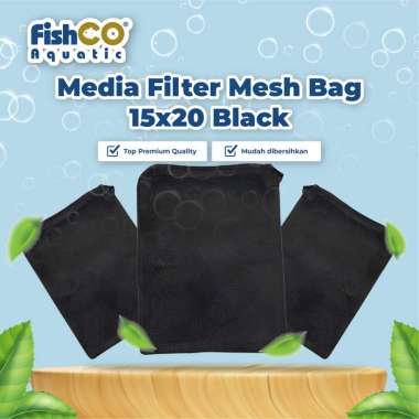 FISHCO Mesh Bag Kantong Tas Media Filter Aquarium &amp; Kolam Ikan 15x20cm BLACK