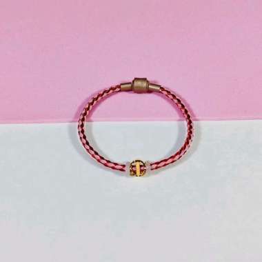 Gelang Tali Liontin Huruf i Bulat Koleksi Josean Elegant Emas Asli
