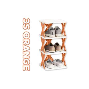 Goto Xilon Shoe Rack Rak Sepatu Sandal Susun Tingkat Plastik Aesthetic 3S ORANGE
