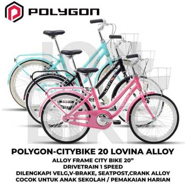 Sepeda Mini 20 Polygon Lovina Alloy Sepeda Anak Cewek Sekolah Allumunium Murah City Bike Black