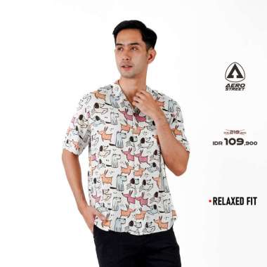 Aerostreet Kemeja Rayon Printing Zoe Hawai Motif Terang Pria Wanita QCBAA S
