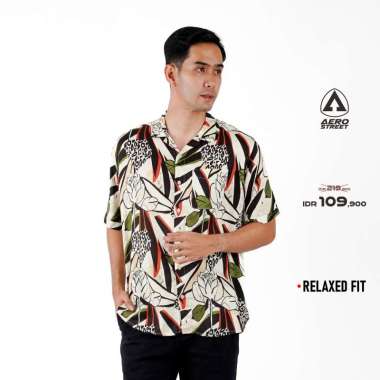 Aerostreet Kemeja Rayon Printing Oliver Hawai Motif Gelap Pria Wanita QCAAA S