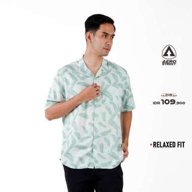 Aerostreet Kemeja Rayon Printing Morgen Hawai Motif Terang Pria Wanita QCBAA S