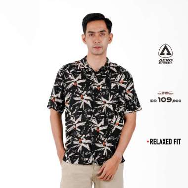Aerostreet Kemeja Rayon Printing Florence Hawai Motif Gelap Pria Wanita QCAAA S