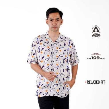 Aerostreet Kemeja Rayon Printing Cyrille Hawai Motif Terang Pria Wanita QCBAA S
