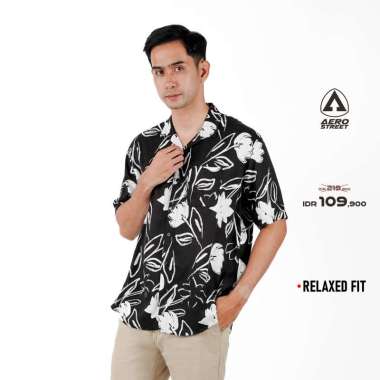 Aerostreet Kemeja Rayon Printing Jacob Hawai Motif Gelap Pria Wanita QCAAA S
