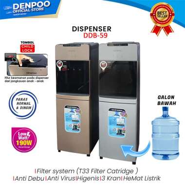 NEW Denpoo Dispenser Galon Bawah with filter catridge DDB 59 PIPA STAINLESS GOLD DOF
