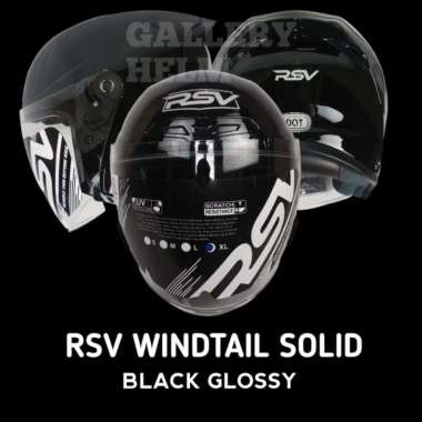 RSV WINDTAIL SOLID BLACK GLOSSY | HELM RSV NEW WINDTAIL L