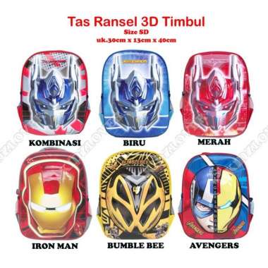 Tas Ransel Sekolah Anak SD | TAS 3D RANSEL ANAK SEKOLAH TK SD BUMBLEBEE