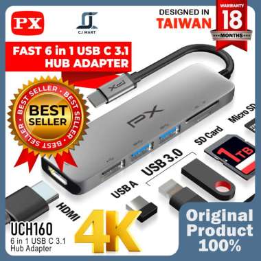 USB Hub Converter Type C 3.1 Macbook Laptop HDMI 6 in 1 PX UCH160