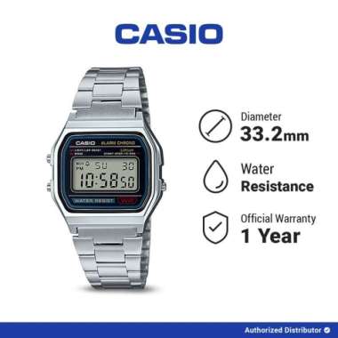 Casio A158WA-1DF Jam Tangan Digital Unisex Stainless Steel