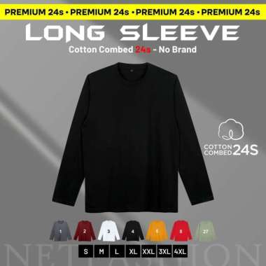 KAOS POLOS LENGAN PANJANG COMBED 24S PREMIUM COTTON REGULER FIT TSHIRT XL