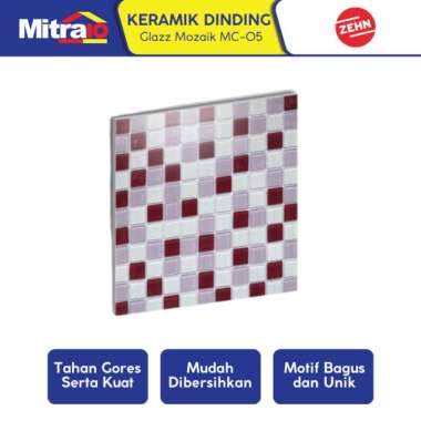 Zehn Keramik Dinding Dapur Glass Mozaik MC-05 30x30 Cm Putih-Ungu Multicolor -
