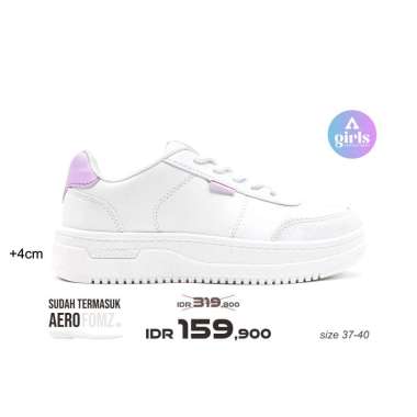 Aerostreet 37-40 Leona Putih Putih Lilac - Sepatu Sneakers Casual Sport Pria Wanita Aero Street 38