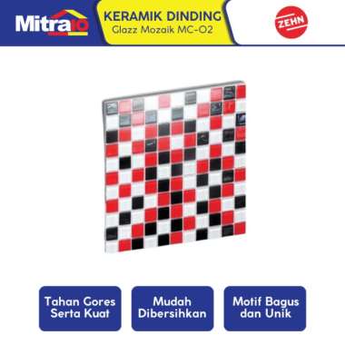 Zehn Keramik Dinding Dapur Glass Mozaik MC-02 30x30 Cm Hitam-Merah Multicolor -