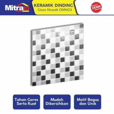 Zehn Keramik Dinding Dapur Glass Mozaik DMN03 30x30 Cm Putih-Abu Multicolor -