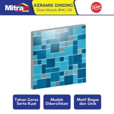 Zehn Keramik Dinding Dapur Glass Mozaik BMC-05 30x30 Cm Biru Toska Multicolor -