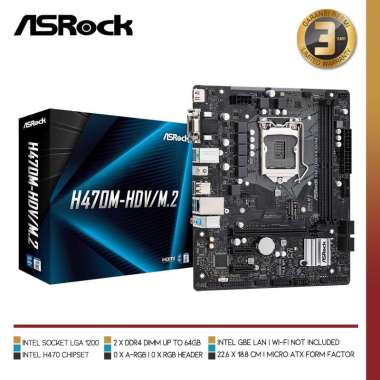 ASROCK H470M-HDV/M.2 | Motherboard Intel H470 LGA 1200 Micro ATX