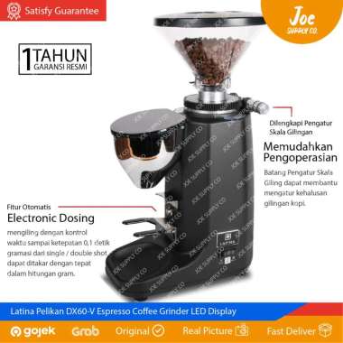 Latina Pelikan DX60-V Espresso Coffee Grinder Electronic Dosing on Demand Grinder Hitam