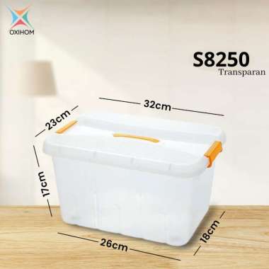 Oxihom Container Box Plastik Kotak Penyimpanan Kontainer Storage Box S8250 Kecil Transparan