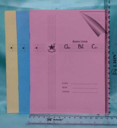 Buku Tulis Garis 5 Lima TK SD Tulis Halus Kasar Tebal Tipis 1pcs Bagus Murah READY STOCK