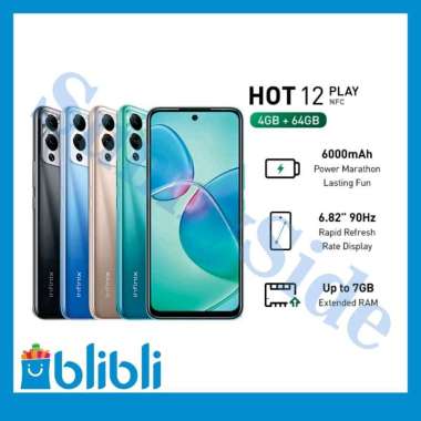 Infinix Hot 12 Play NFC Garansi Resmi 4/64 NFC