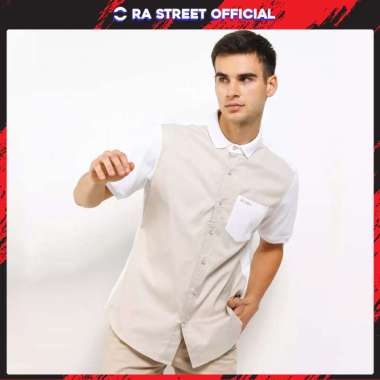 KAOS POLO KOKO PRIA LENGAN PENDEK Salman Cream RA STREET Cream XXL