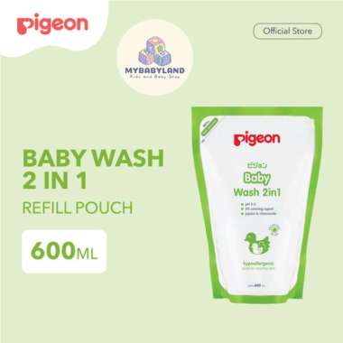 PIGEON Baby Wash 2in1 Chamomile | Shampoo & Sabun Cair Bayi / Sabun Mandi | 600ml PG Body Wash 600ml