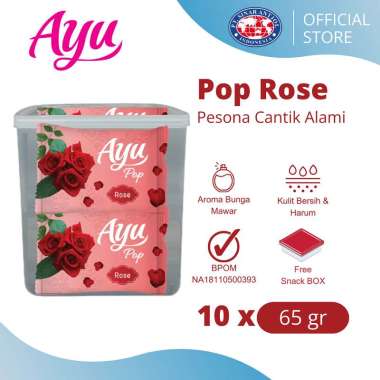 Ayu Pop 65gr ROSE Sabun Mandi Batang Beauty 10pcs FREE SNACKBOX - Merah