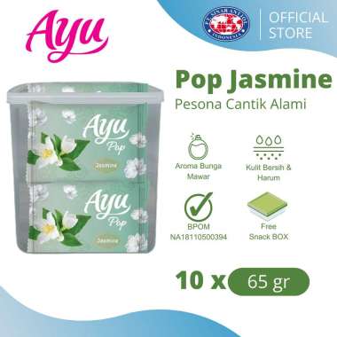 Ayu Pop 65gr JASMINE Sabun Mandi Batang Beauty 10pcs FREE SNACKBOX - HIJAU