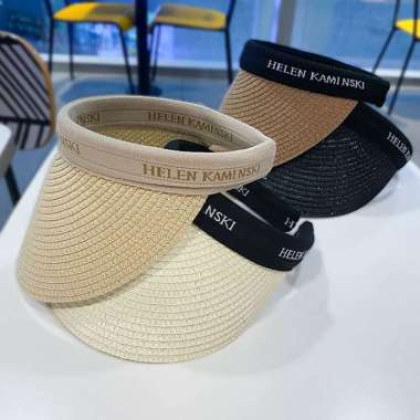 FGTopi Matahari Musim Panas Topi Pantai Wanita Jerami Jogging Knit Visor Lipat Anti UV Fashion Wanit