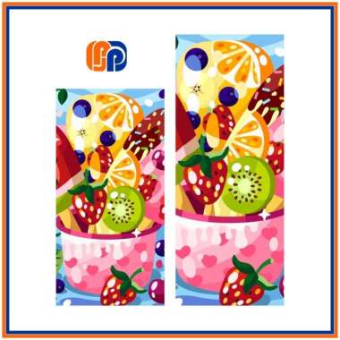 [09-16] STIKER KULKAS 1 PINTU DAN 2 PINTU MOTIF BUAH-BUAHAN Buah 16 1 Pintu