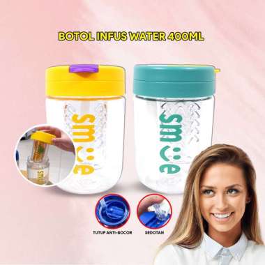 OEM RB-C828 Botol Minum Infus Water Transparan Minimalis 400ML Anti Tumpah dengan Sedotan BPA FREE /