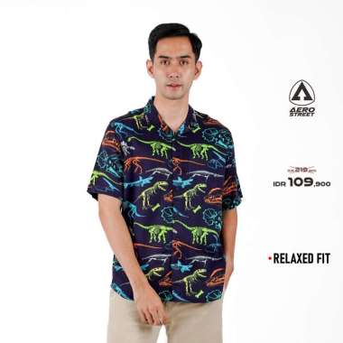 Aerostreet Kemeja Rayon Printing Marvelo Hawai Motif Gelap QCAAA XL