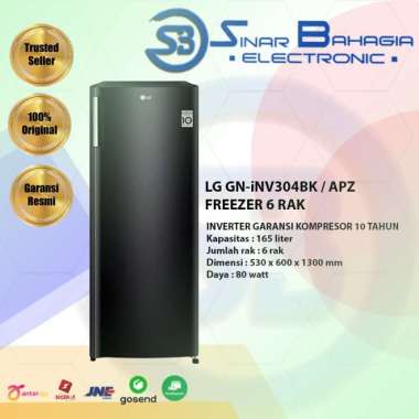 LG GN-iNV304BK / APZ FREEZER 6 RAK KUNCI (NEW) ( KHUSUS BANDUNG) HITAM