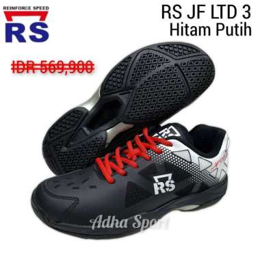 Sepatu Badminton RS JF LTD 3 / JF LTD 3 Hitam Putih Original Bulutangkis Adha Sport 46
