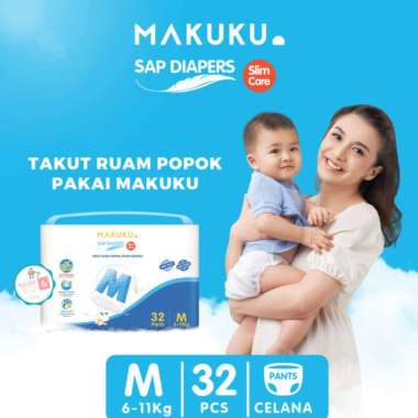 MAKUKU SLIM CARE DIAPERS TAPE & PANT | MAKUKU SLIM CARE Popok Bayi Perekat & Celana SLIM CARE PANT M