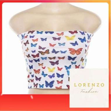 Kemben Butterfly Effect Kemben Wanita Tank Top Kemben Tanpa Tali Putih