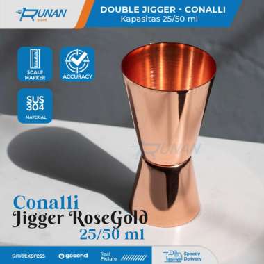 Jigger 25/50ml Double Jigger Rosegold Conalli Gelas Takar Stainless
