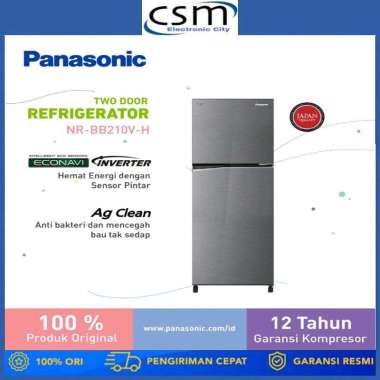 PANASONIC NR-BB210V-S / Kulkas 2 Pintu NRBB210VS 210 L GARANSI RESMI silver silver