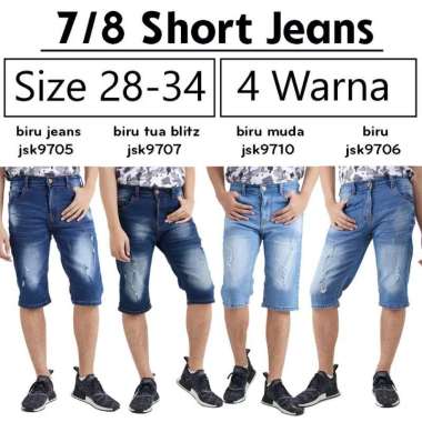 [4 MODEL WARNA] Celana Jeans Pria Jeans Pendek Pria Celana 7/8 Jeans Pria Short Jeans Big Size 30 BI