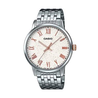 Casio Solar Analog Jam Tangan Pria Silver Strap Rantai Mtp 