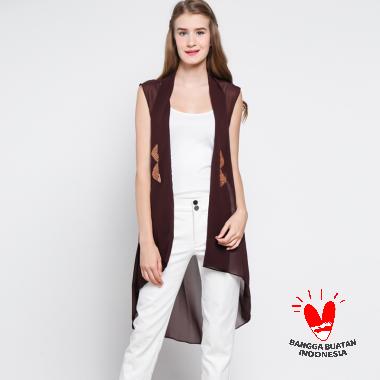 Outer Cardigan Sifon Bead Vest Outerwear Tunik Wanita Gesyal M Kopi