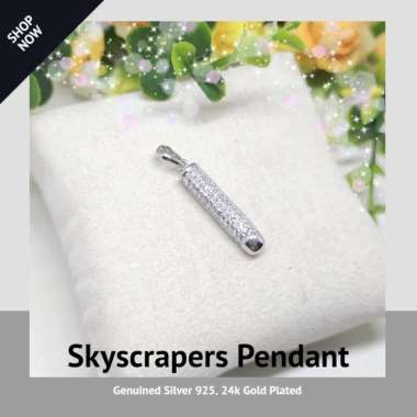 BCL333 PERHIASAN KALUNG LIONTIN SKYSCRAPERS PERAK SILVER 925 LAPIS EMAS PUTIH ASLI ORIGINAL KALUNG N